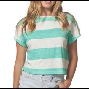 Rip Curl Striped Mint Green Perfect Crop Tee